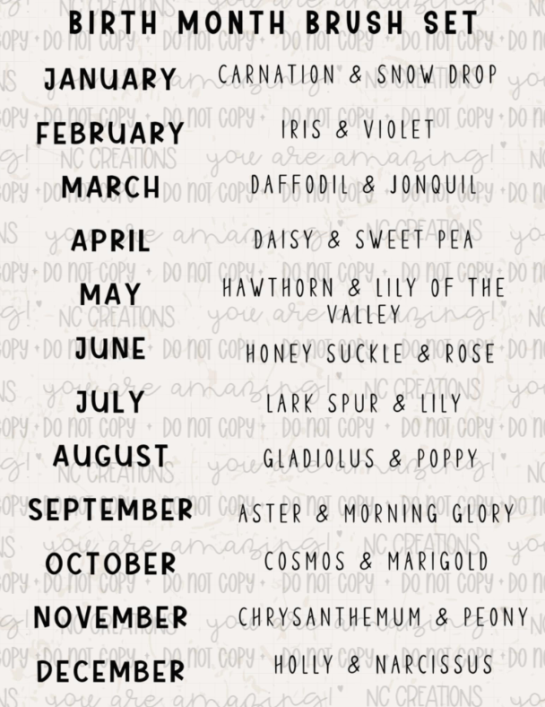 Custom Birth Month Flower Brushstroke