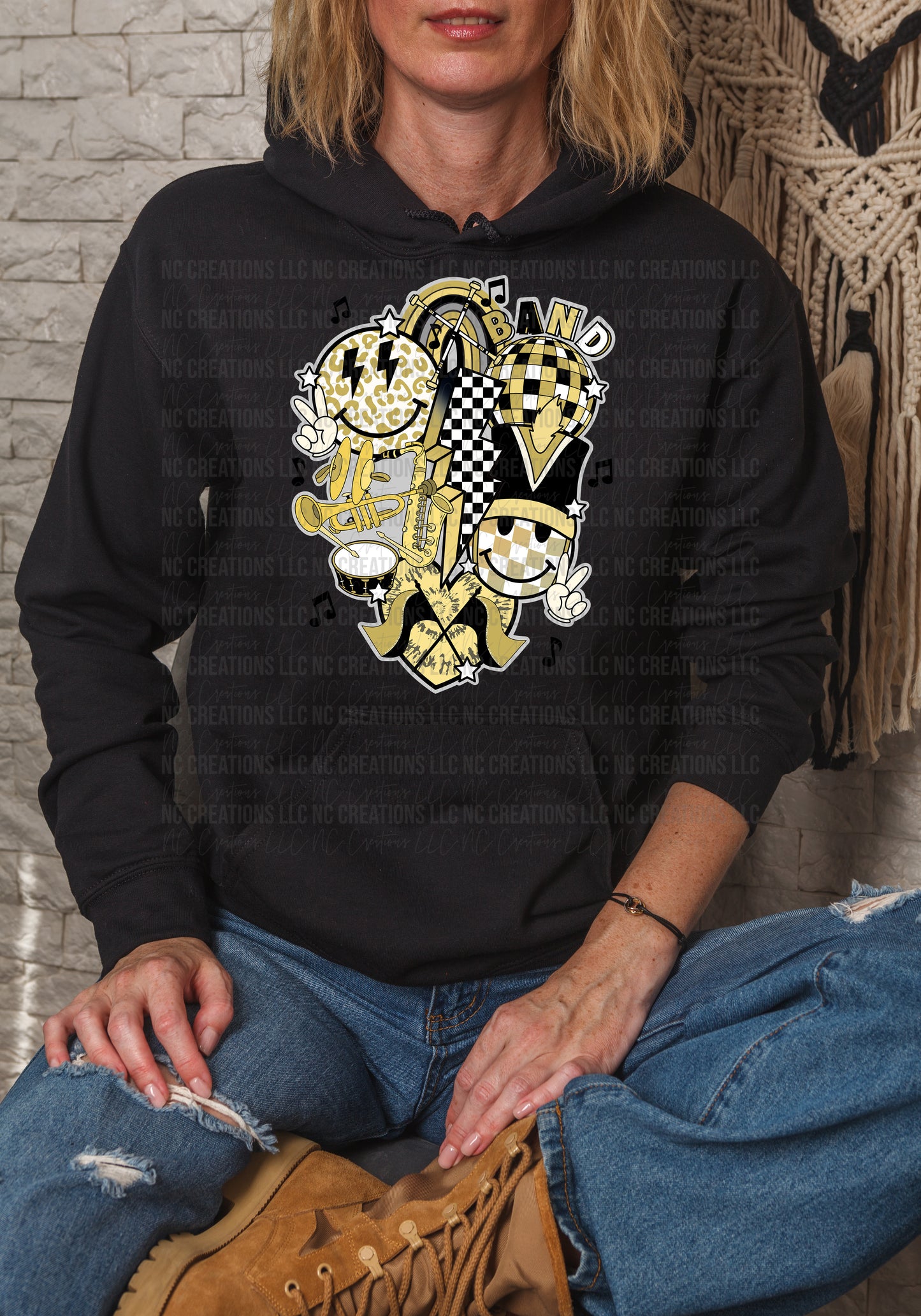 Camiseta con gráfico de collage de bandas