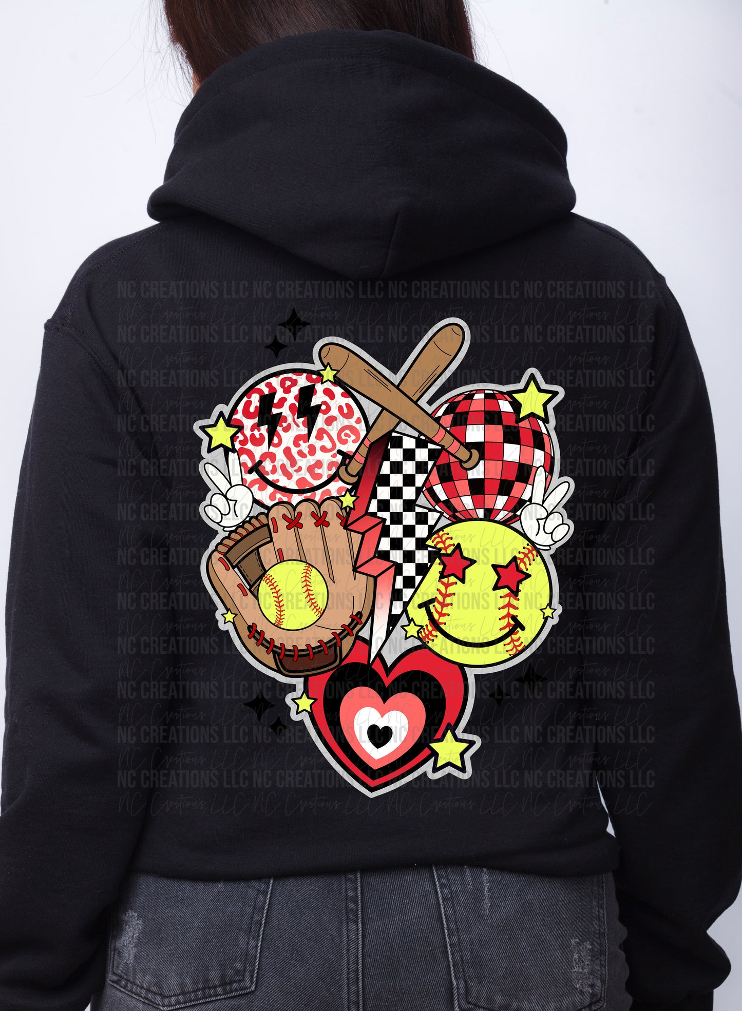 Camiseta con gráfico de collage de softbol