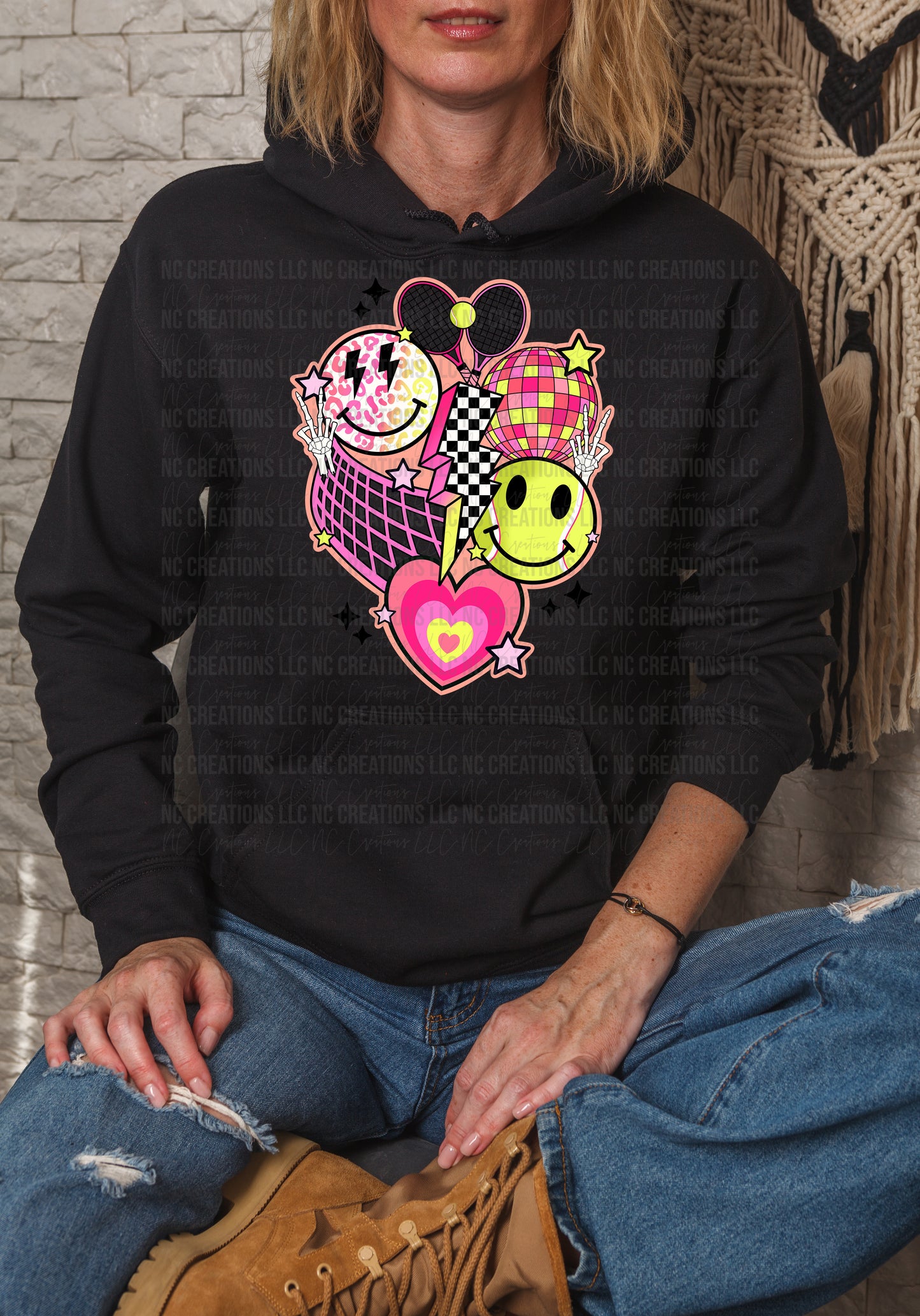 Camiseta con gráfico de collage de tenis