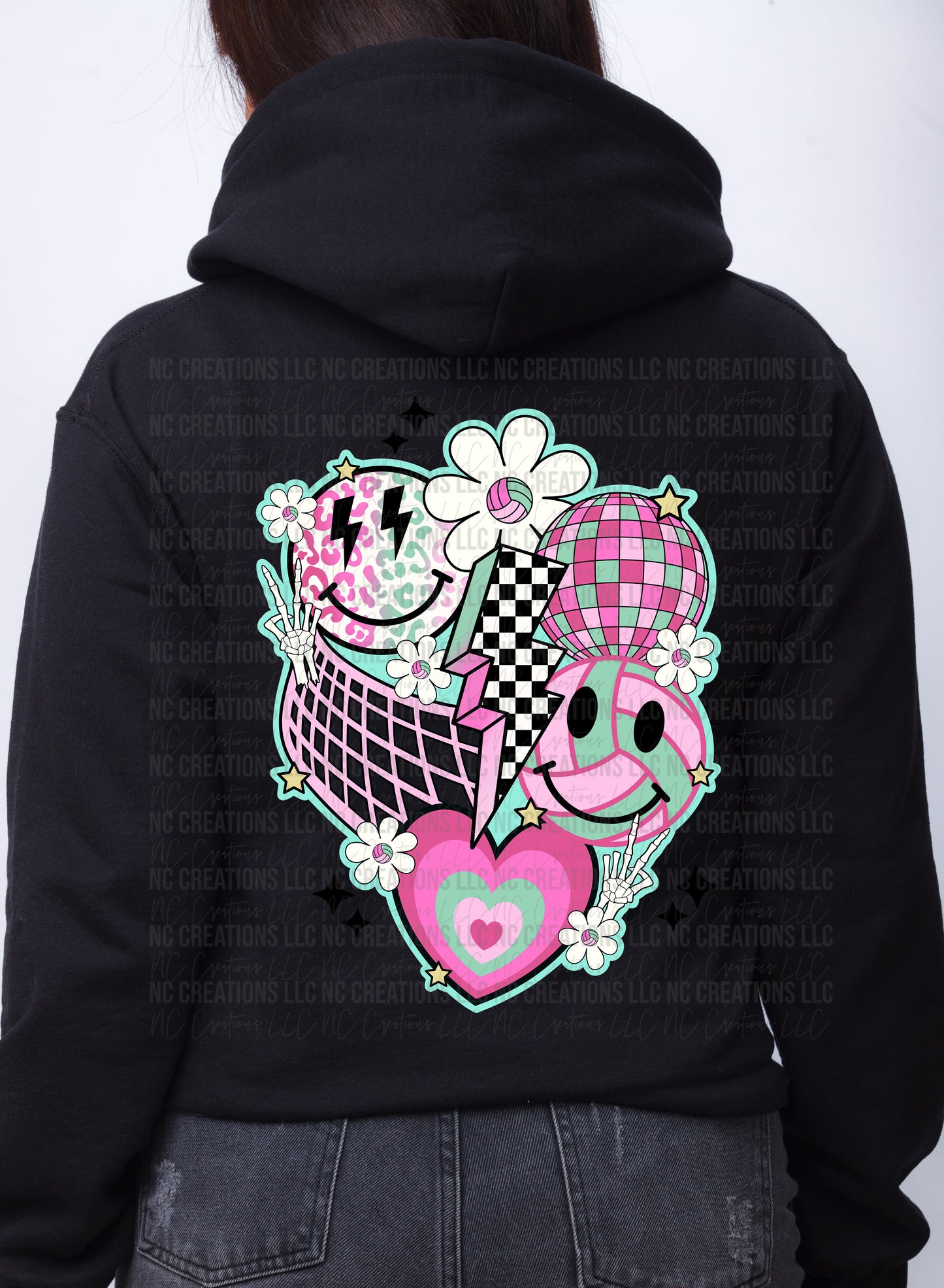 Camiseta con gráfico de collage de voleibol