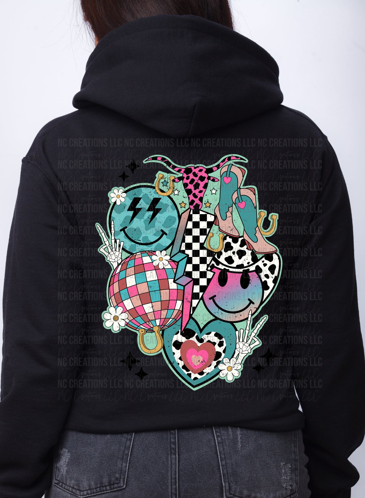 Camiseta con gráfico de collage occidental