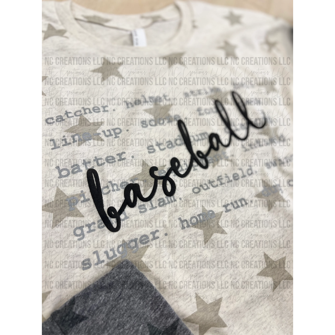 Camiseta con estrella de guión de béisbol