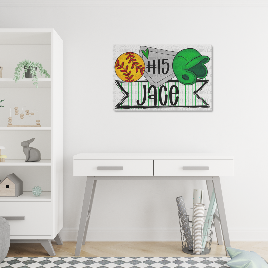 Marco de lienzo de tríos de softbol