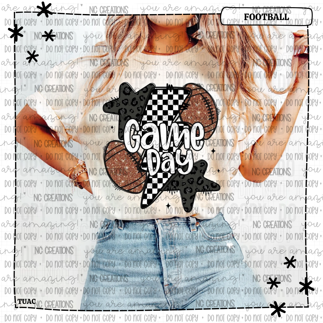 Glitter Checkered Game Day