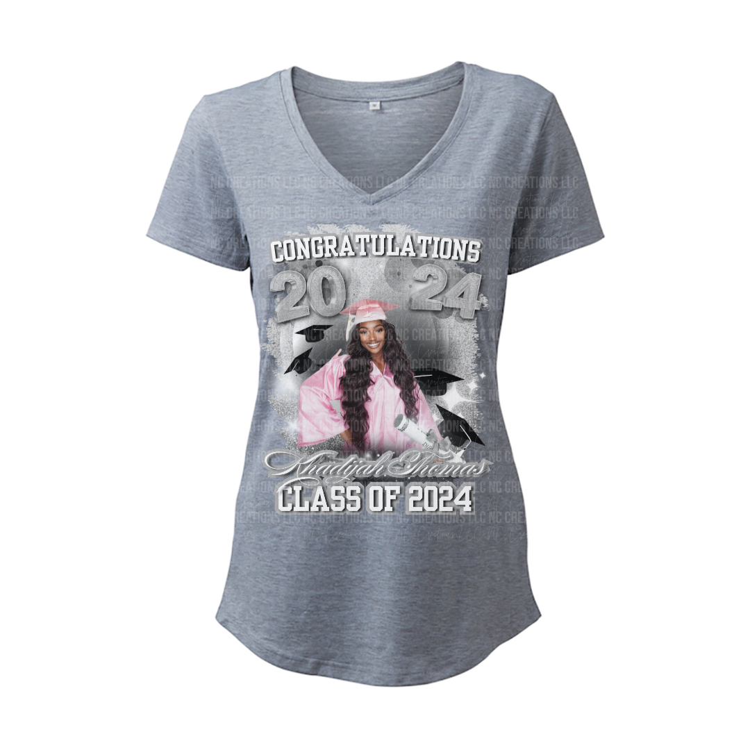 Gray Faux Glitter Class of 2025 Grad Shirt