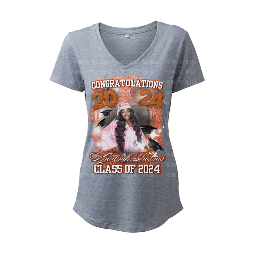 Orange Faux Glitter Class of 2025 Grad Shirt