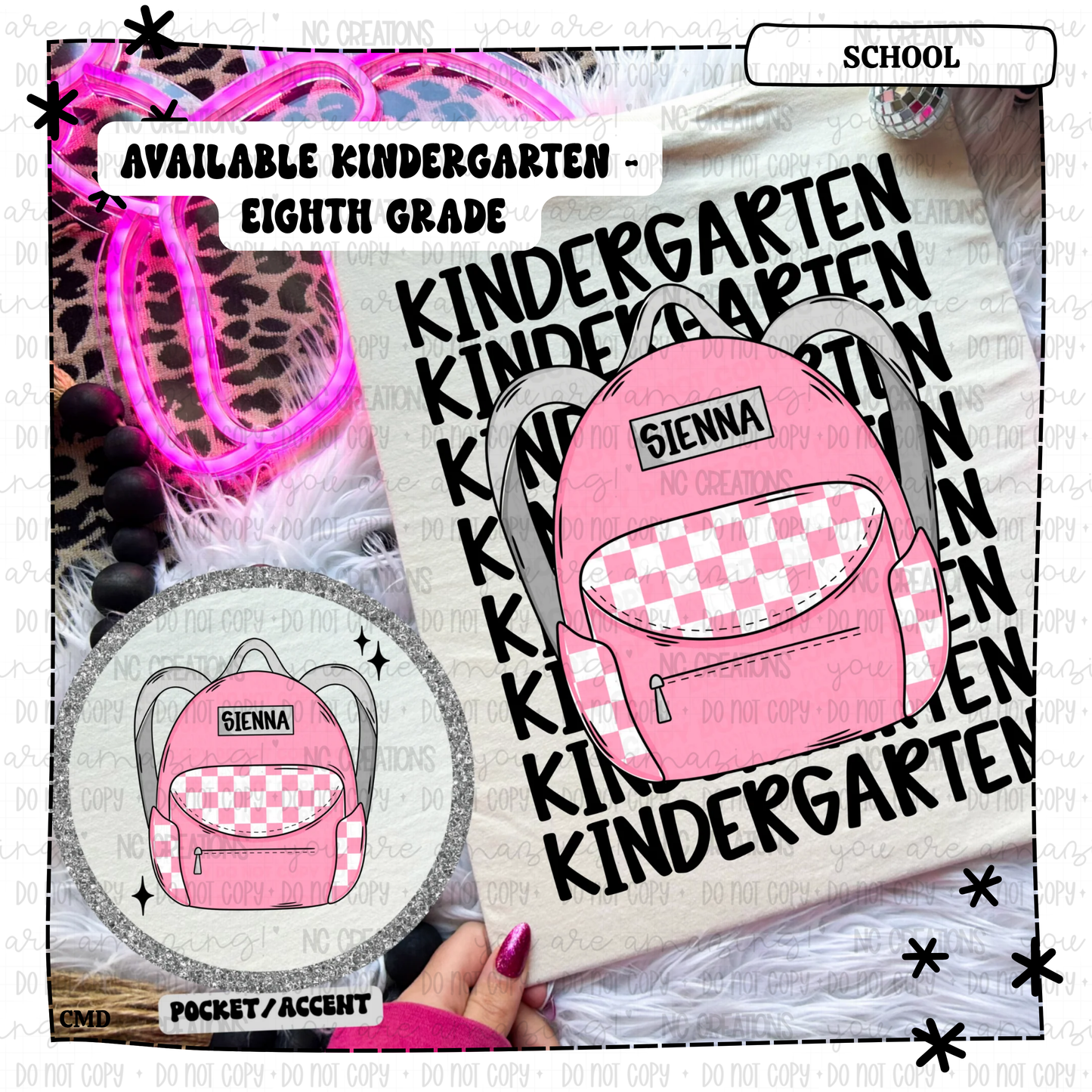 Pink Bookbag Grade (Kindergarten to 8th Grade)