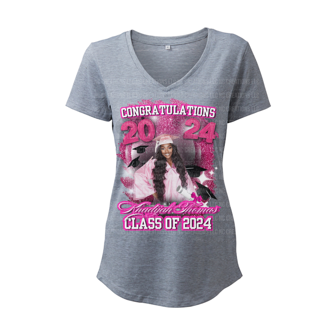 Pink Faux Glitter Class of 2025 Grad Shirt