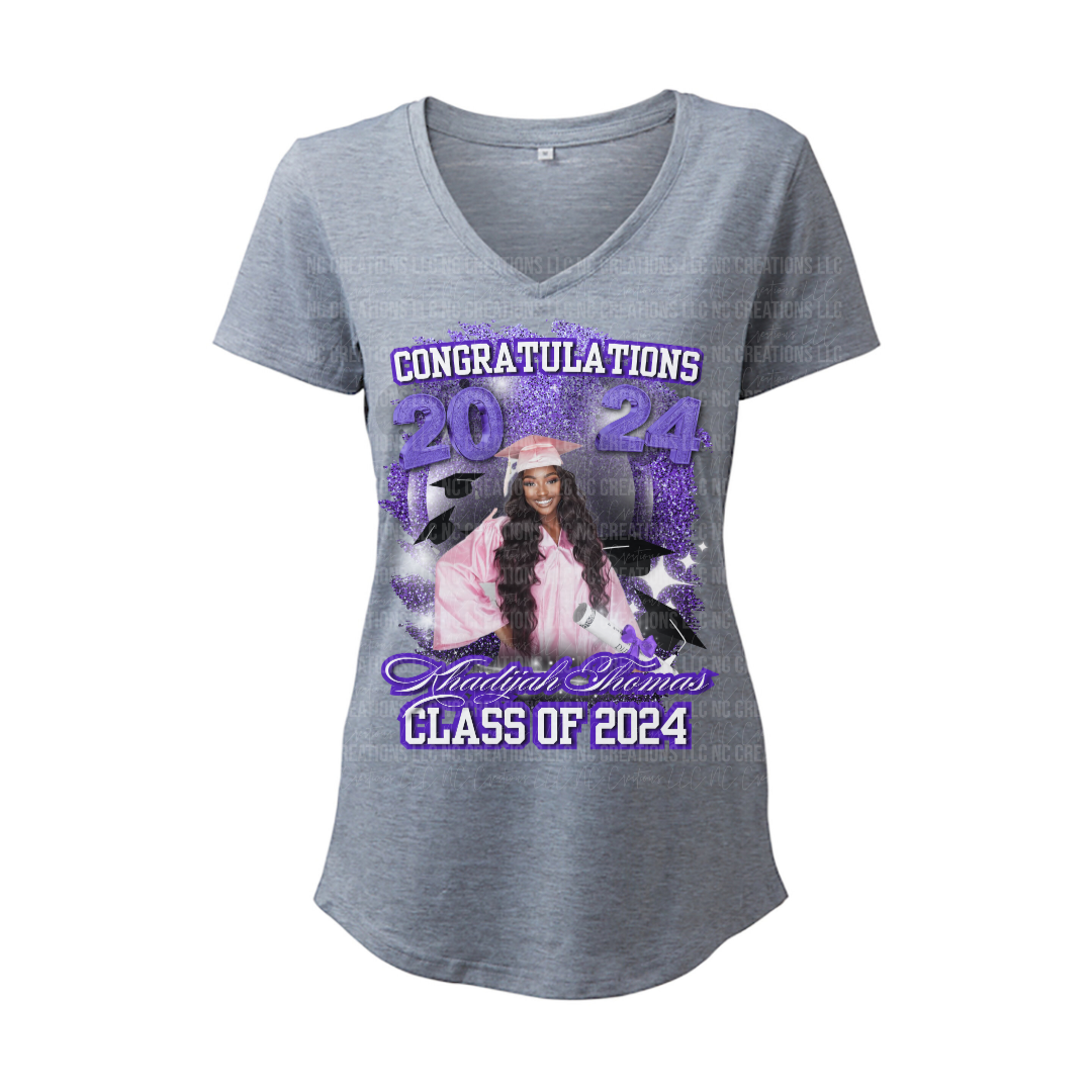 Purple Faux Glitter Class of 2025 Grad Shirt