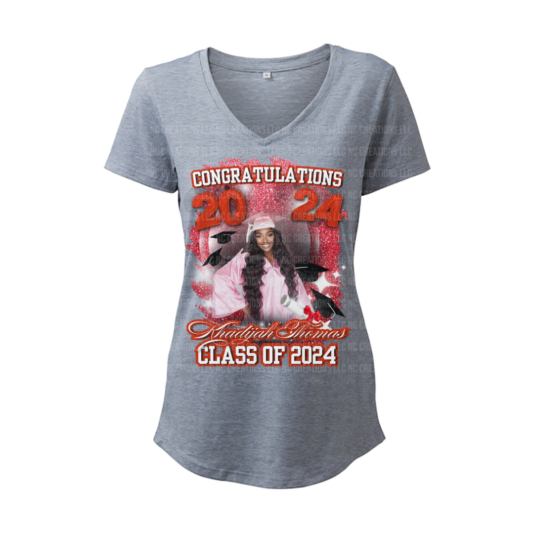 Red Faux Glitter Class of 2025 Grad Shirt