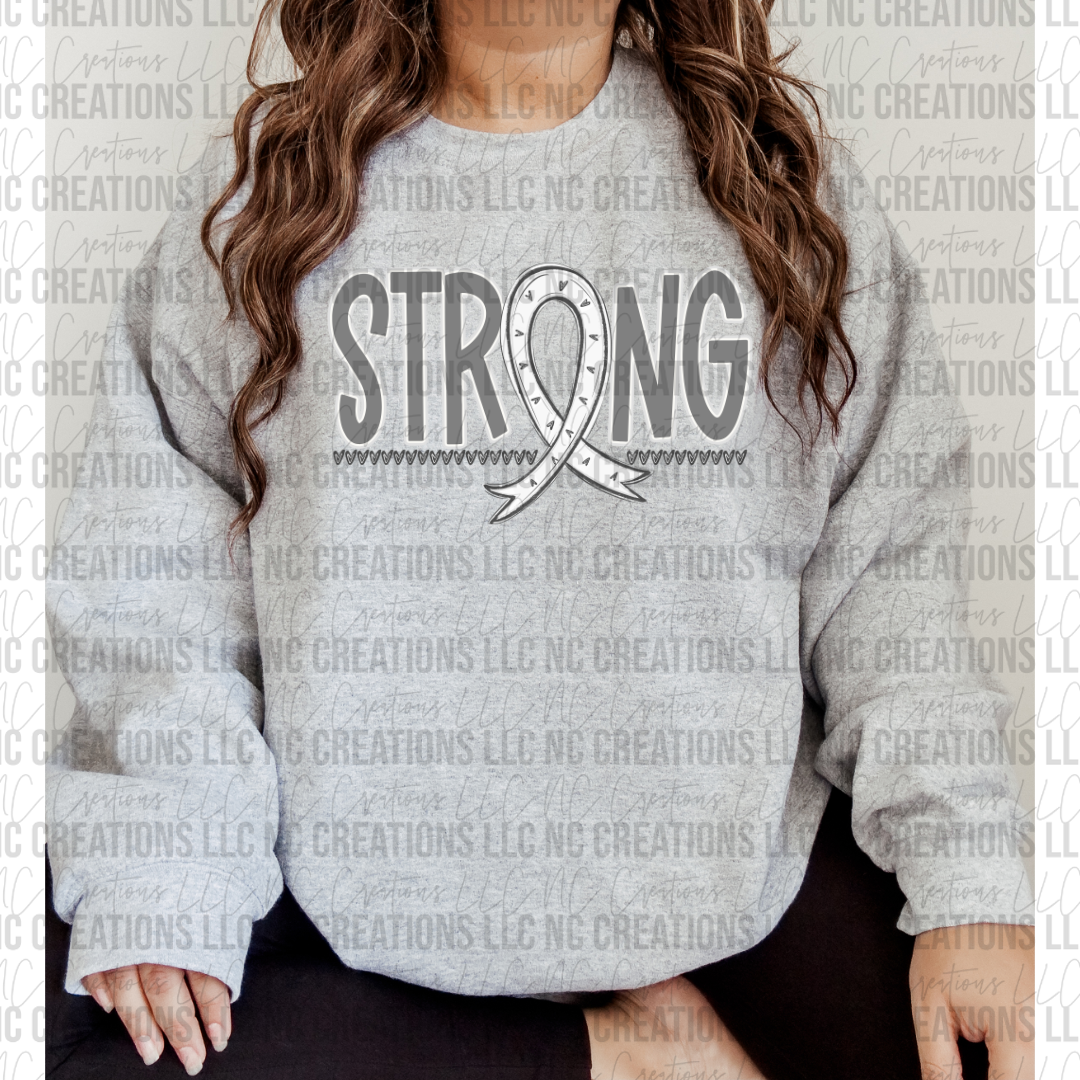 Strong Awareness Ribbon Pearl White