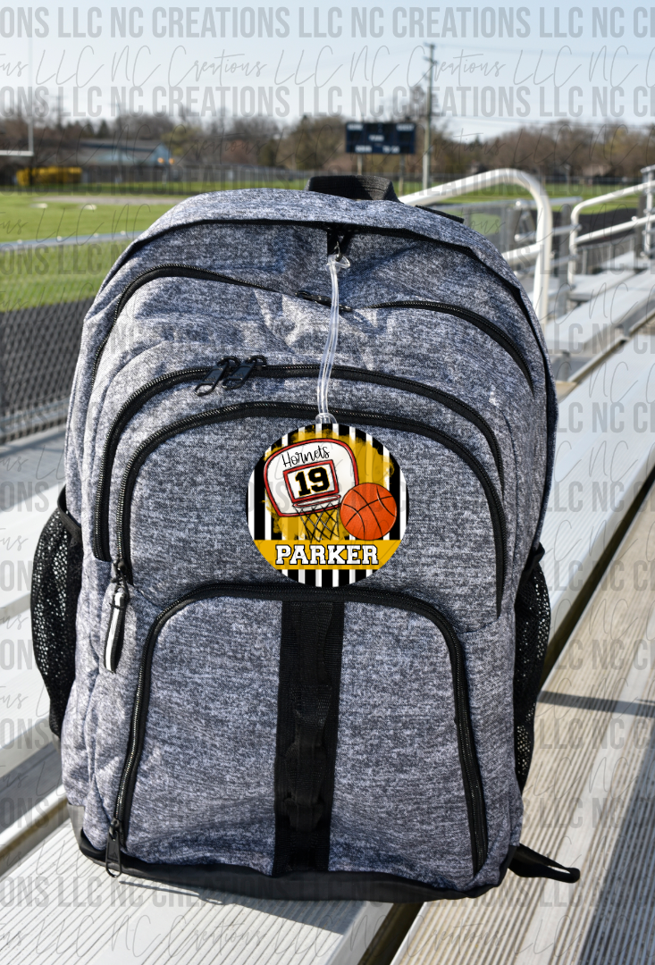 Etiqueta de bolsa de baloncesto