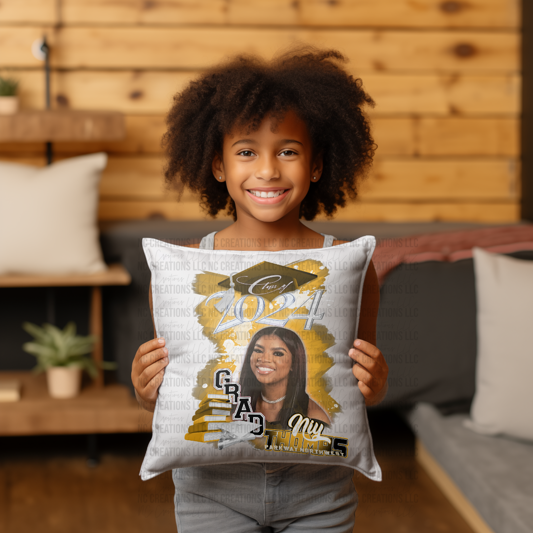 Class of 2024 Yellow Gold Custom Pillow