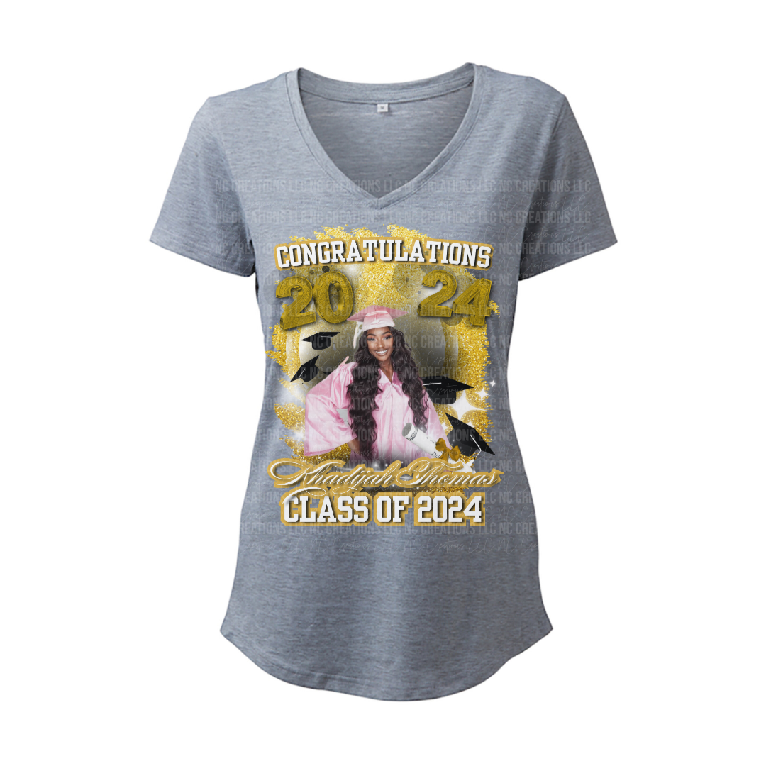 Yellow Faux Glitter Class of 2025 Grad Shirt