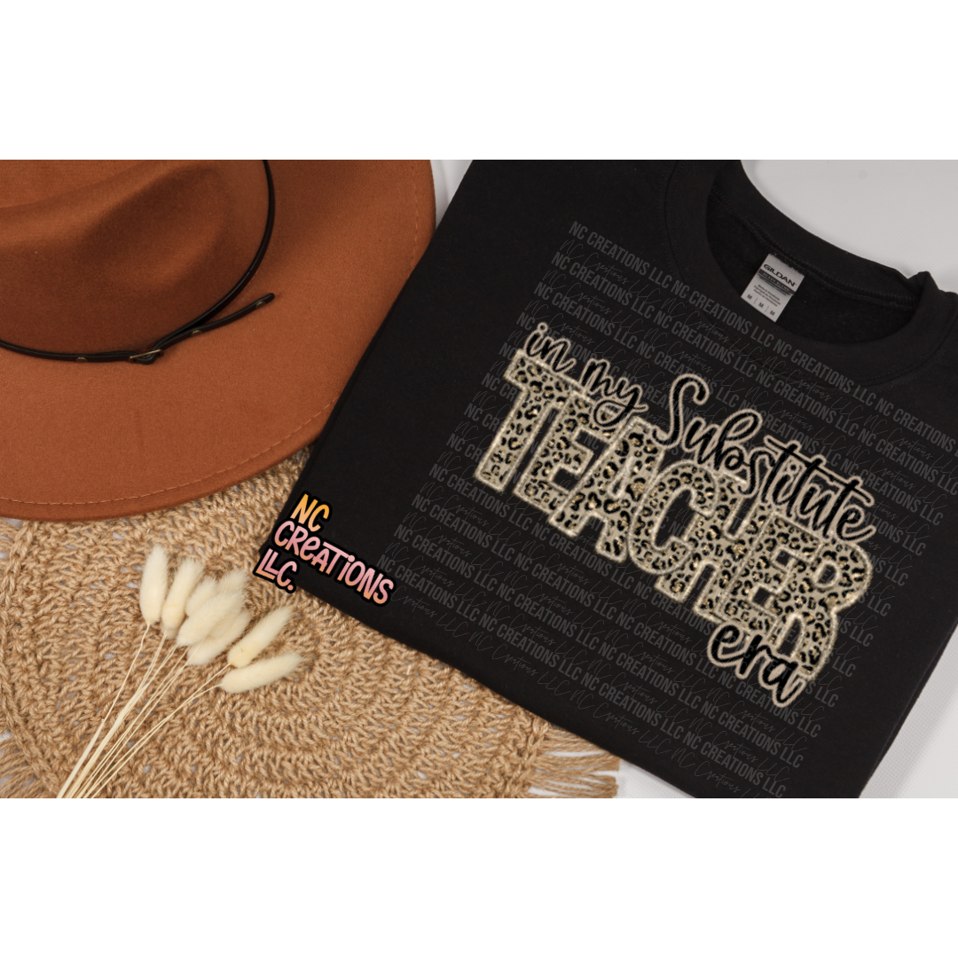 En mi era de profesora suplente bordado FAUX de leopardo