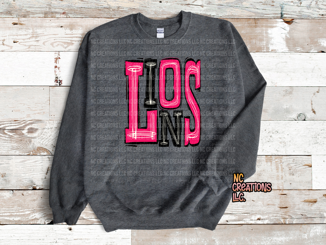 Lions - Hot Pink & Black Sweatshirt