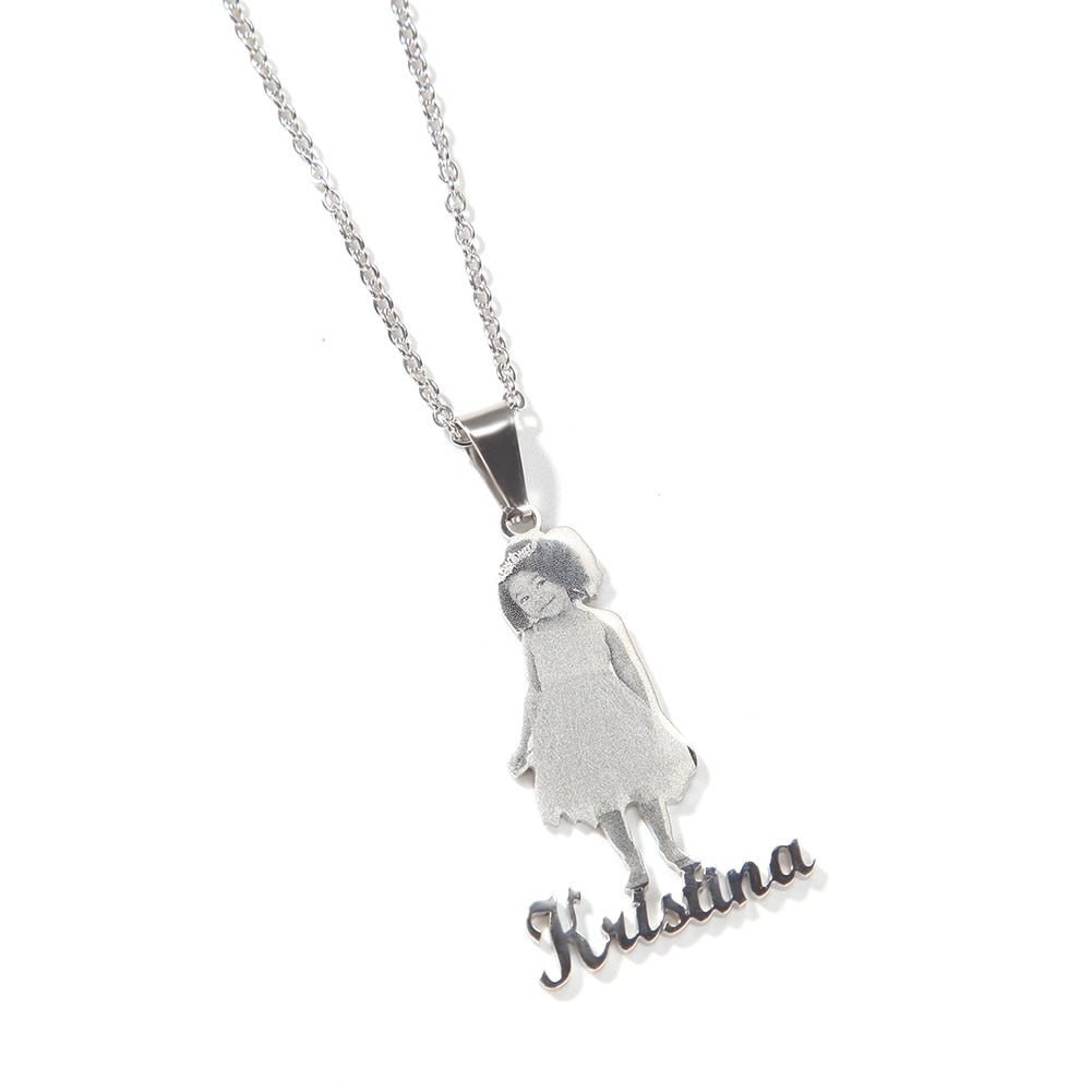 Figure and Names Stainless Steel Pendant