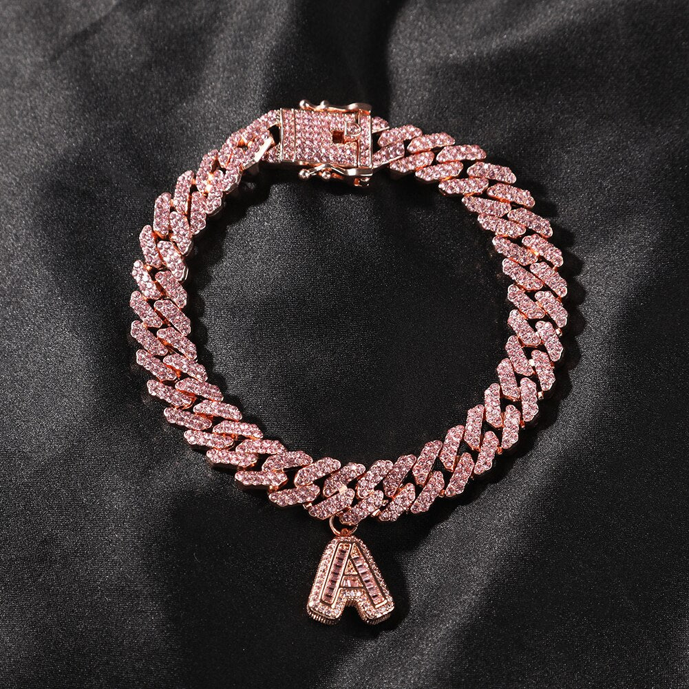 Cuban Link Anklet With Baguette Letter