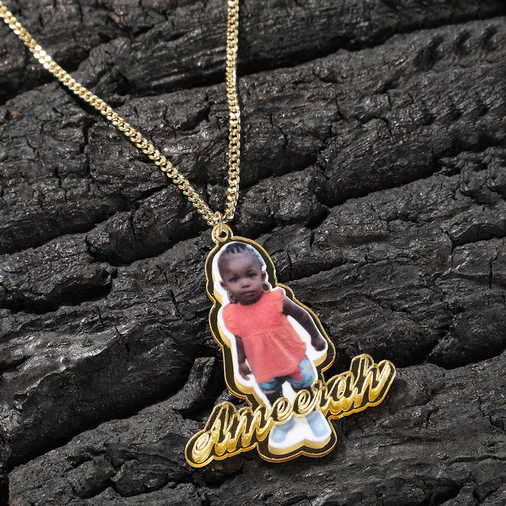 Figure and Name Pendant Necklaces