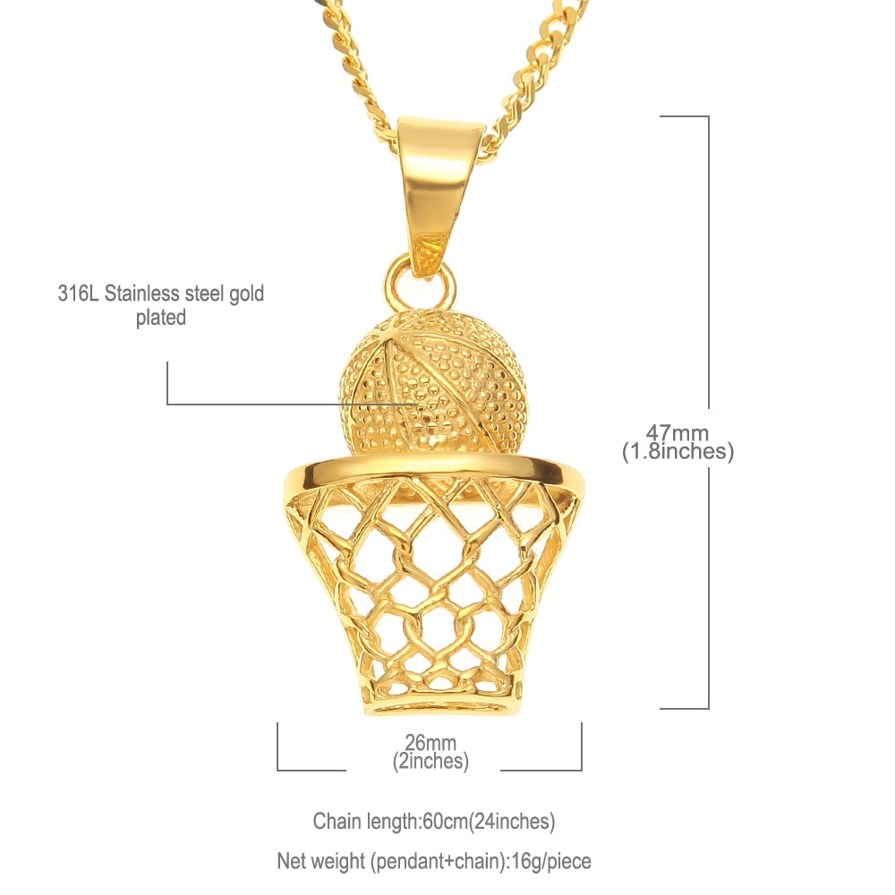Golden Basketball Hoop Pendant