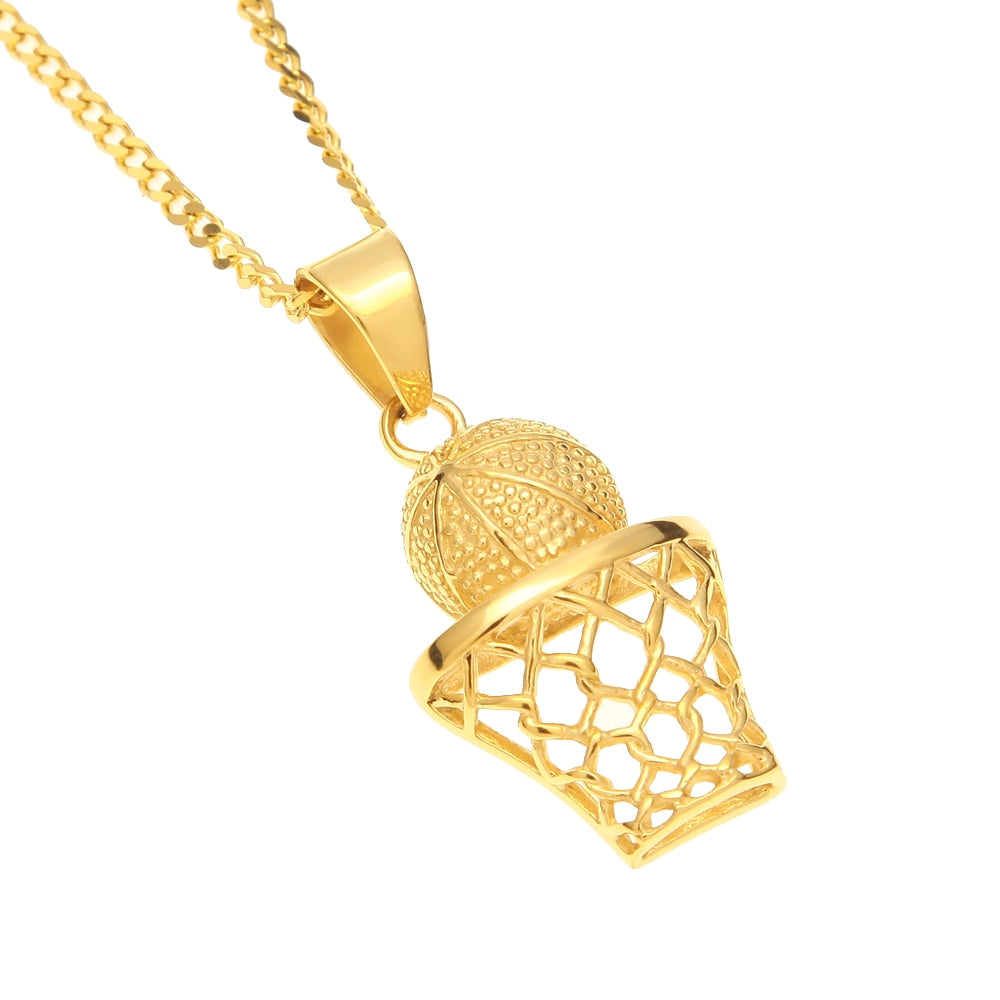 Golden Basketball Hoop Pendant