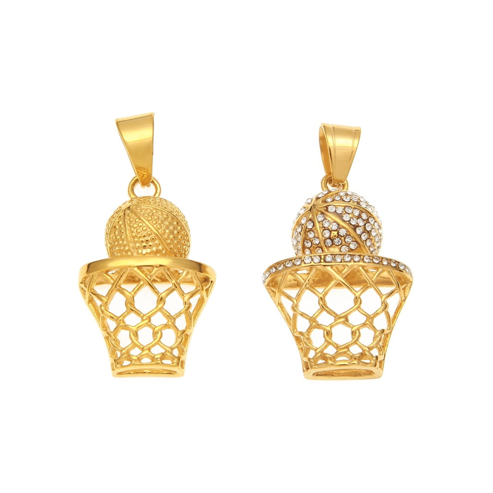 Golden Basketball Hoop Pendant