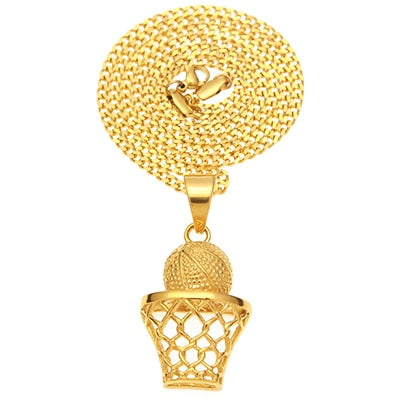 Golden Basketball Hoop Pendant