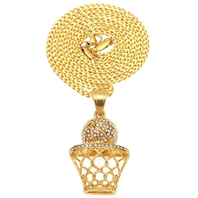 Golden Basketball Hoop Pendant