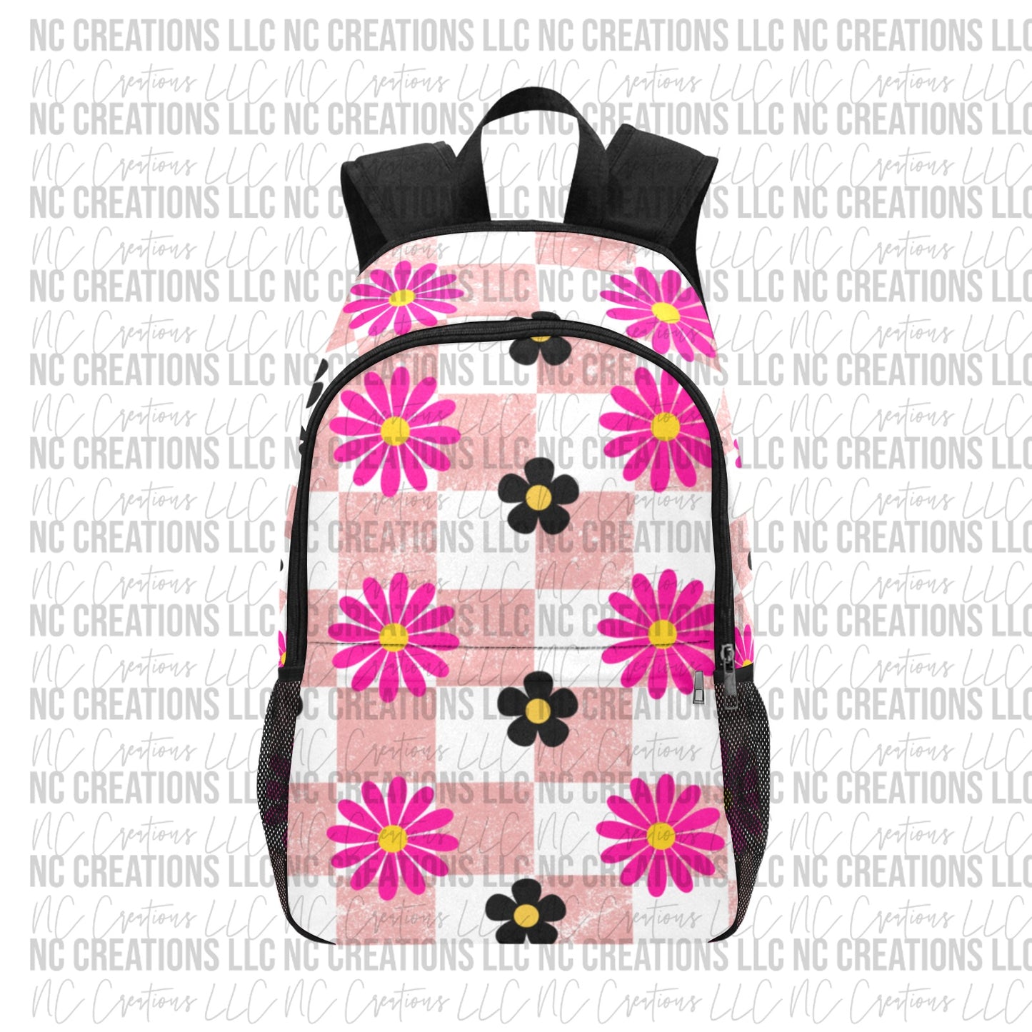 Mauve Checkered & Flowers Custom Backpack