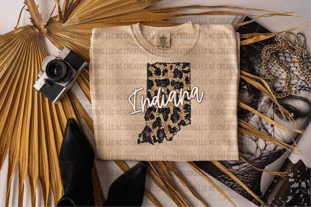 Indiana Leopard State Graphic Tee