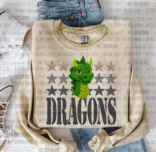 Green Dragons Yarn Mascot