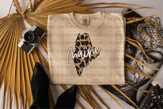 Maine Leopard State Graphic Tee Wholesale