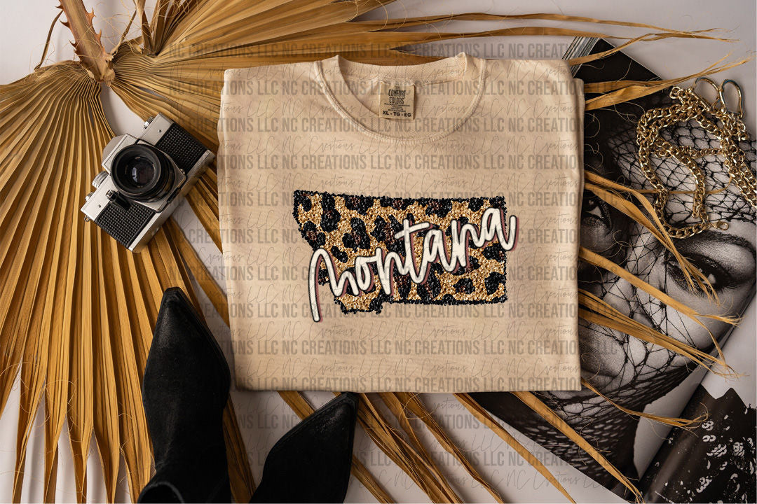 Montana Leopard State Graphic Tee