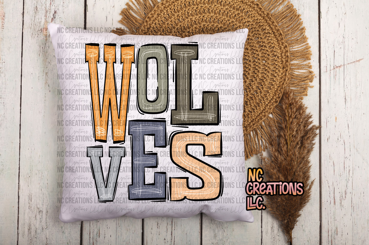 Wolves Boho Pillow