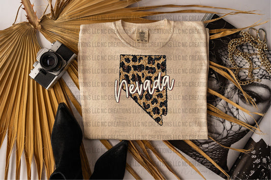 Nevada Leopard State Graphic Tee Wholesale