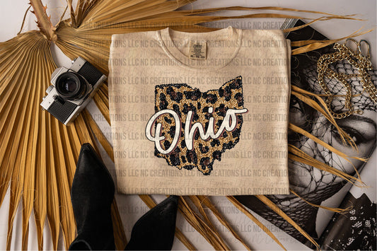 Ohio Leopard State Graphic Tee Wholesale