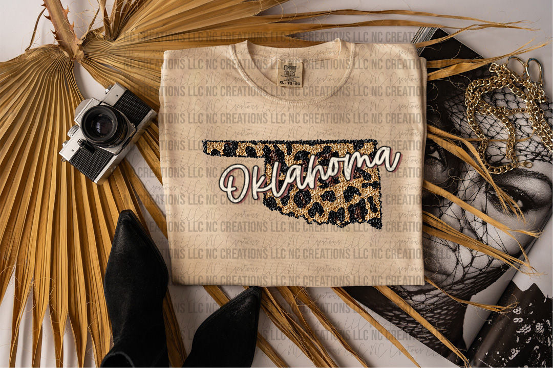 Oklahoma Leopard State Graphic Tee