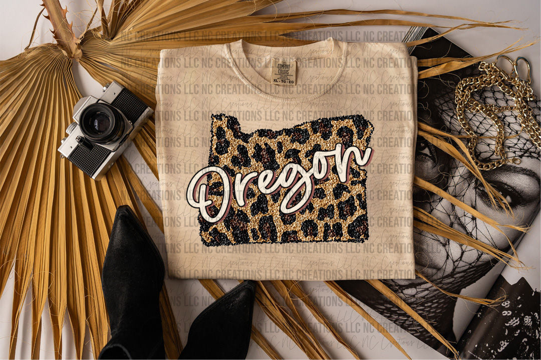 Oregon Leopard State Graphic Tee