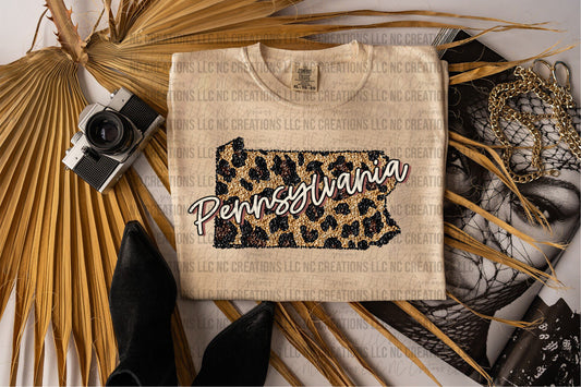 Pennsylvania Leopard State Graphic Tee Wholesale