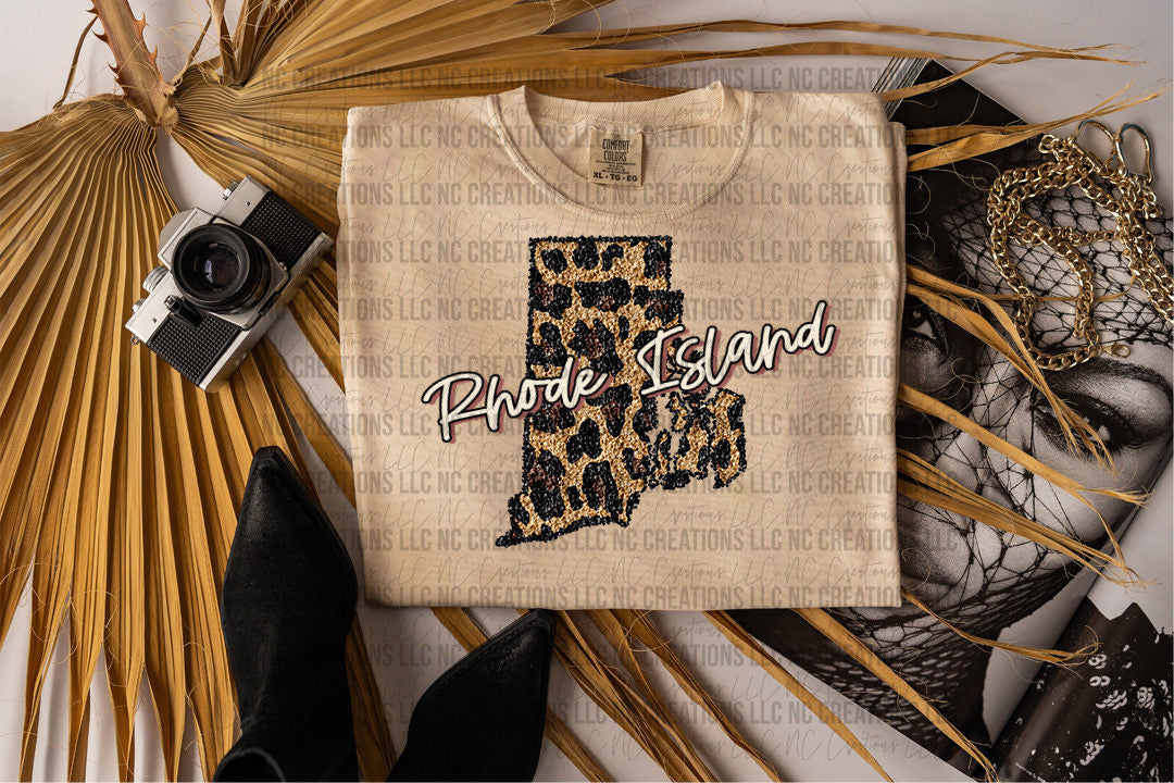 Rhode Island Leopard State Graphic Tee