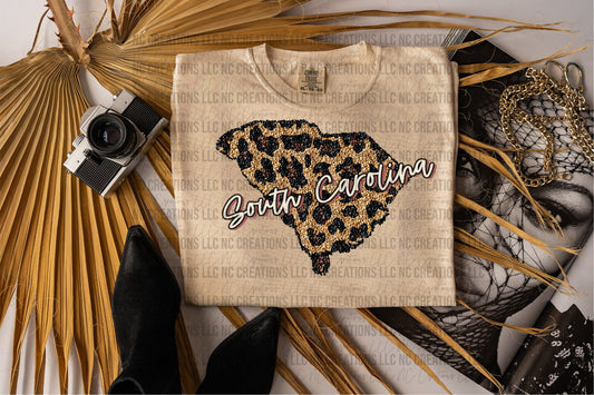 South Carolina Leopard State Graphic Tee Wholesale