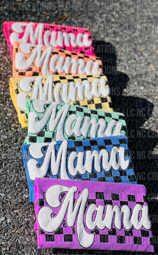 Checkered Mama PUFF Tees (Preorder)