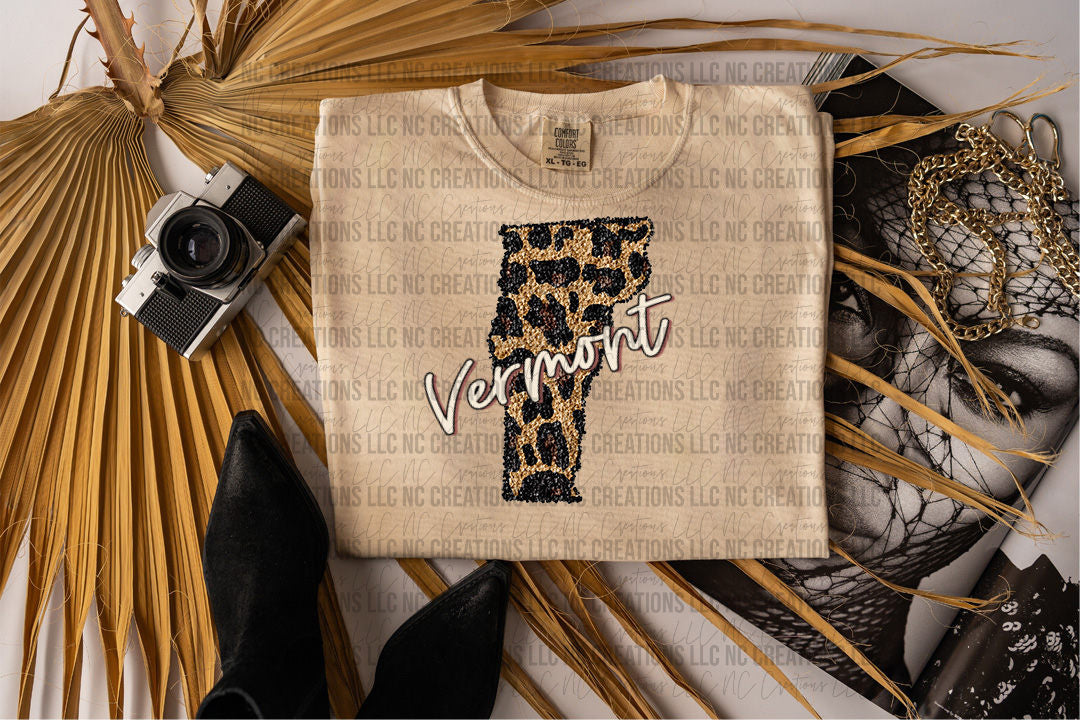 Vermont Leopard State Graphic Tee