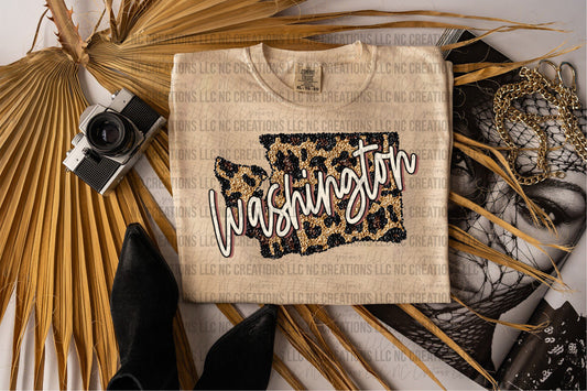 Washington Leopard State Graphic Tee