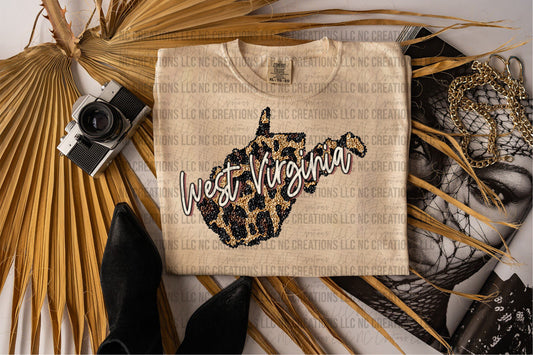 West Virginia Leopard State Graphic Tee