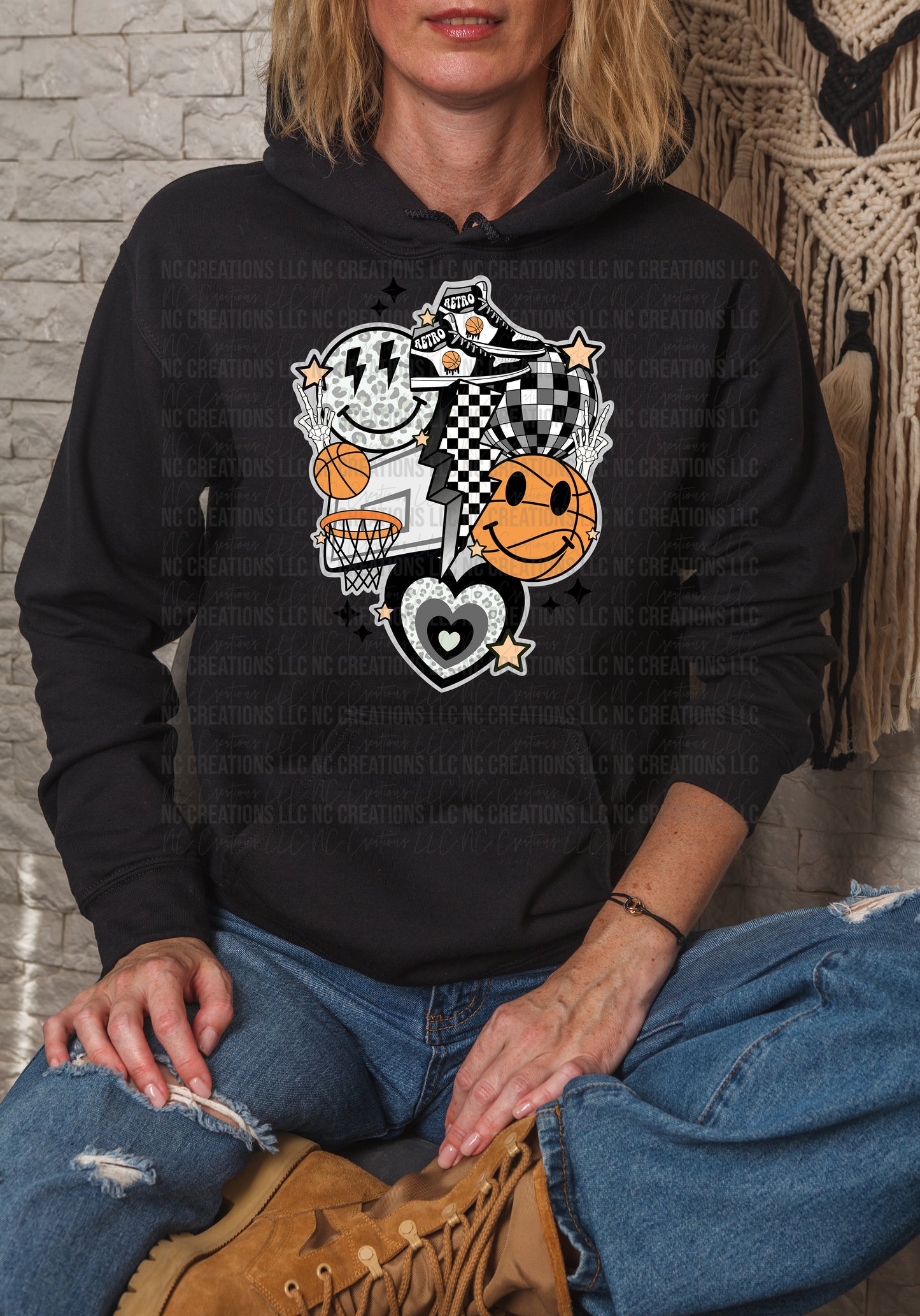 T-shirt graphique collage de basket-ball