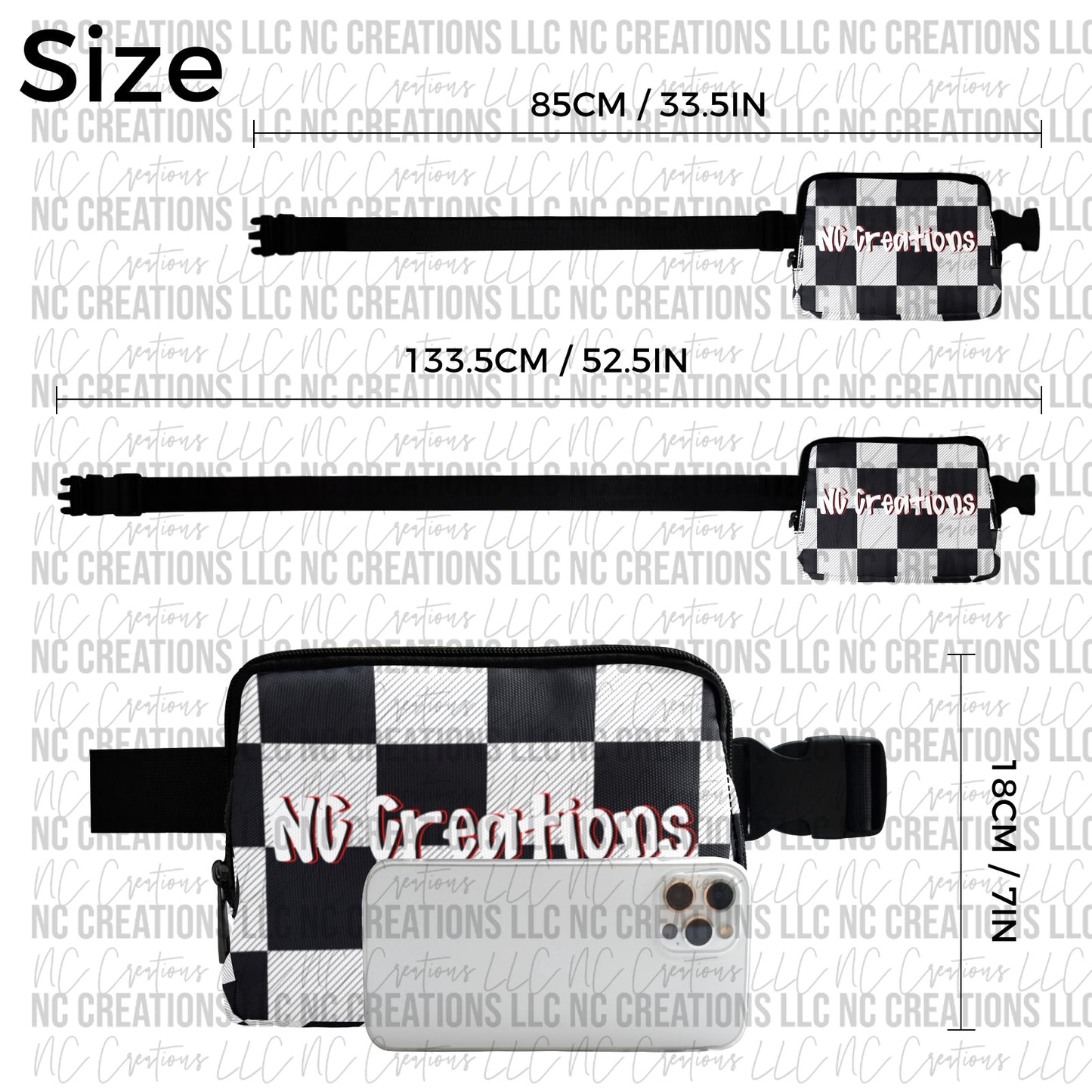 Black & White Checkered Belt Bag