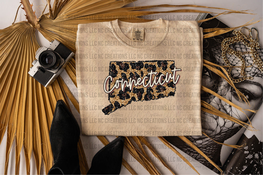 Connecticut Leopard State Graphic Tee