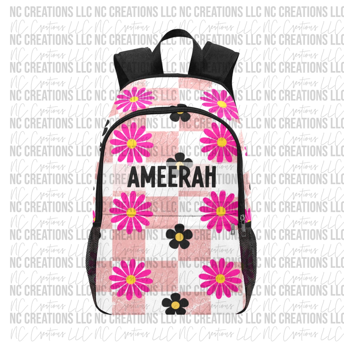 Mauve Checkered & Flowers Custom Backpack